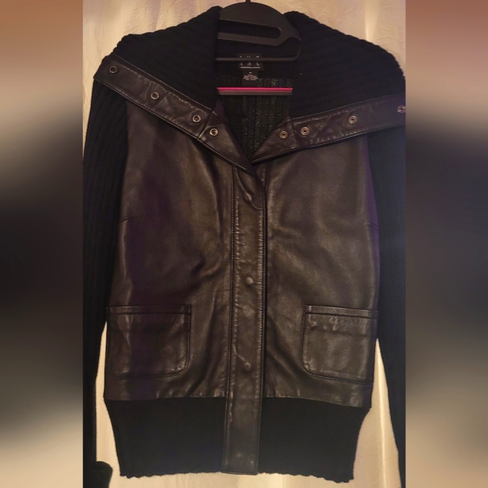 INC Leather Sweater jacket